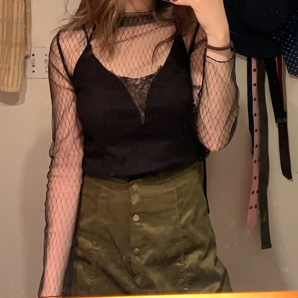 Green button up skirt